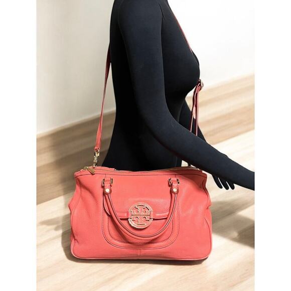 Tory Burch Amanda Pebble Leather Double Zip Tote Bag - Picture 9 of 13